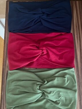 Women's Twist-Front Headbands - Navy, Red & Olive